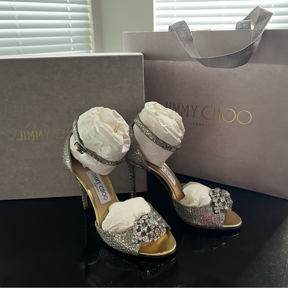 Jimmy Choo silver heels - Picture 1 of 3